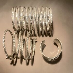 Lot 3 Fashion Statement Bohemian Trendy Stylish Silver Bracelets Collection OS